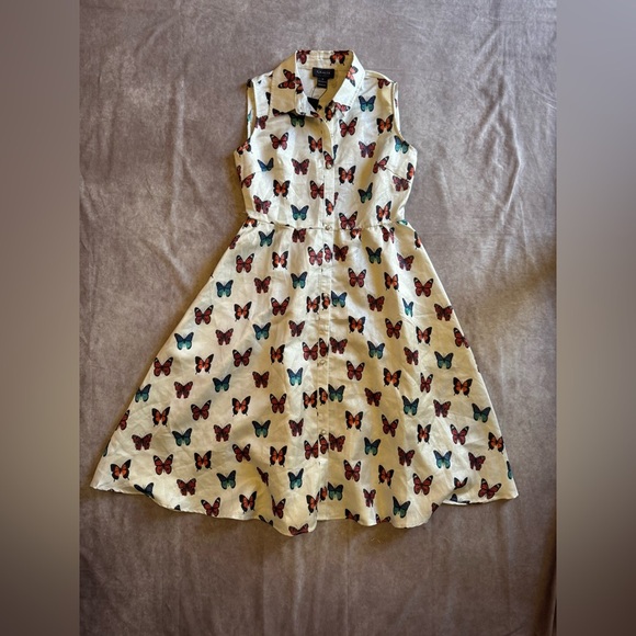 Gracia Cream and Brown A-Line Sundress with Peter Pan Collar - Picture 5 of 7